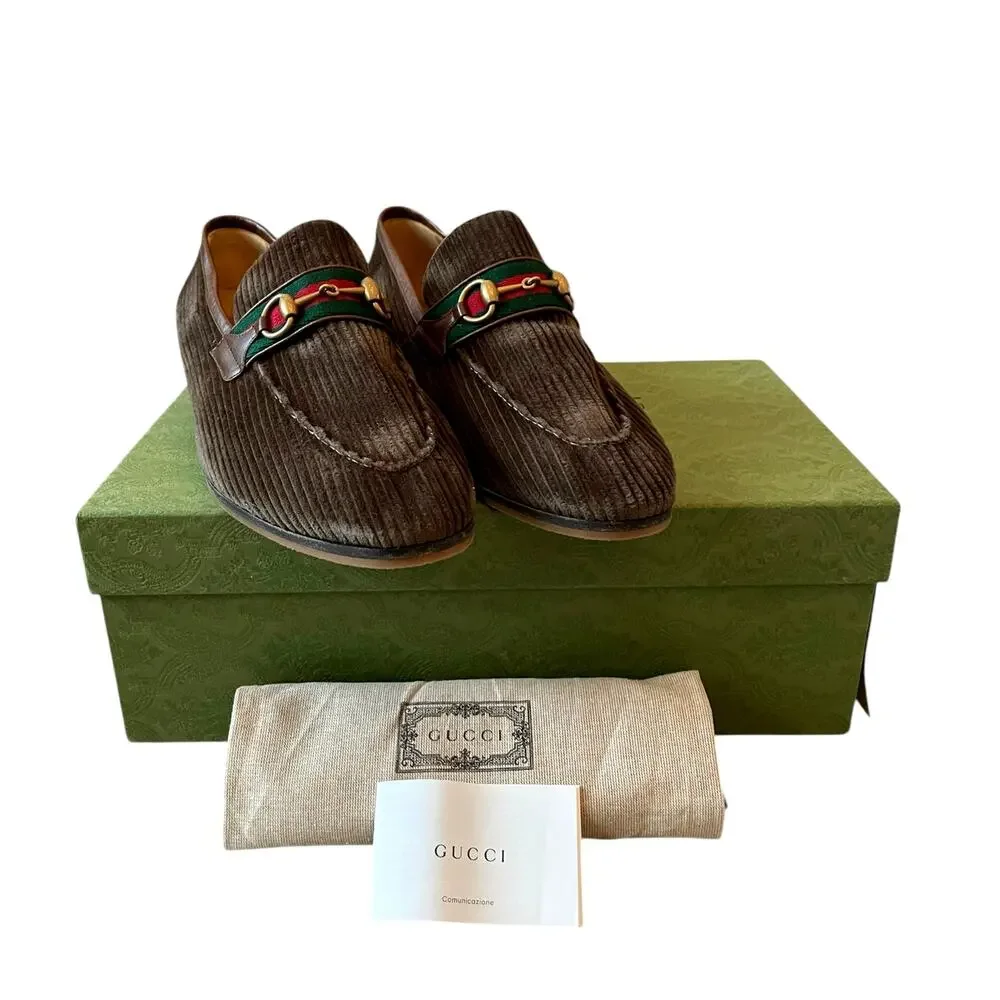 GUCCI 75974 Horsebit Corduroy Moccasin Loafer Men Shoe Size 11 | US 11.5 NEW